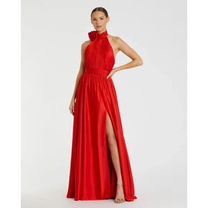 Mac Duggal Women's Rosette Halter Chiffon Evening Gown Size 24